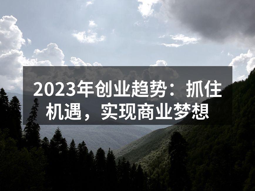 2023年创业趋势：抓住机遇，实现商业梦想